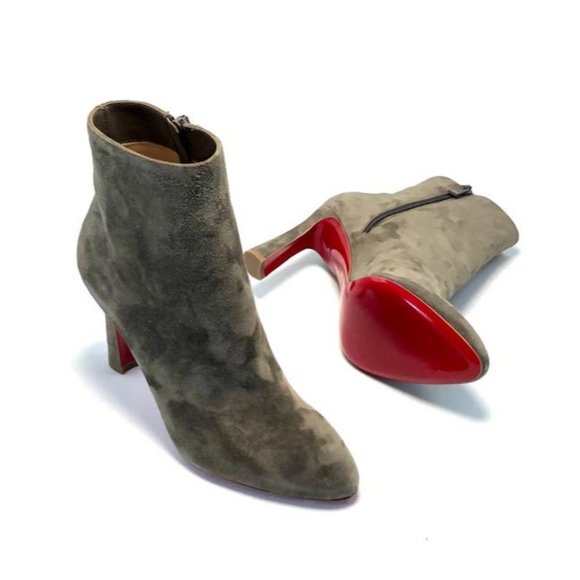 CHRISTIAN LOUBOUTIN Gray So Eleonor Velour Ankle Boots Size Eu:35 - Picture 2 of 12